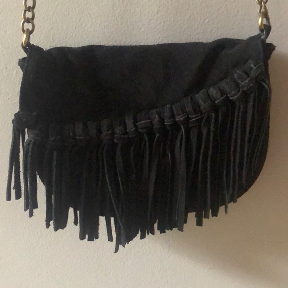 Suede fringed cross body bag - Picture 2 of 5
